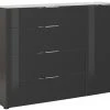 Sideboard - anthrazit - Glas glänzend - 135 cm