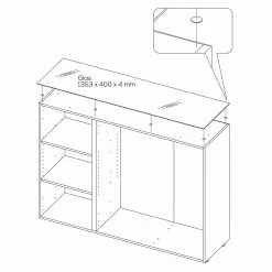 Sideboard - anthrazit - weiß - Glasfronten - 135 cm 5 Sideboard - anthrazit - weiß - Glasfronten - 135 cm -Wohnzimmer Verkäufe 9004047600 03 1600Wx1600H