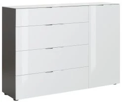 Sideboard - anthrazit - weiß - Glasfronten - 135 cm