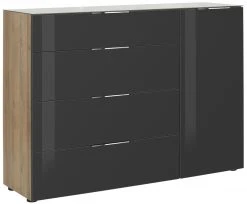 Sideboard - Riviera Eiche - anthrazit - Glasfronten - 135 cm