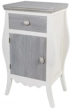 Kommode ROMA - weiß - grau - mit Tür und Schublade