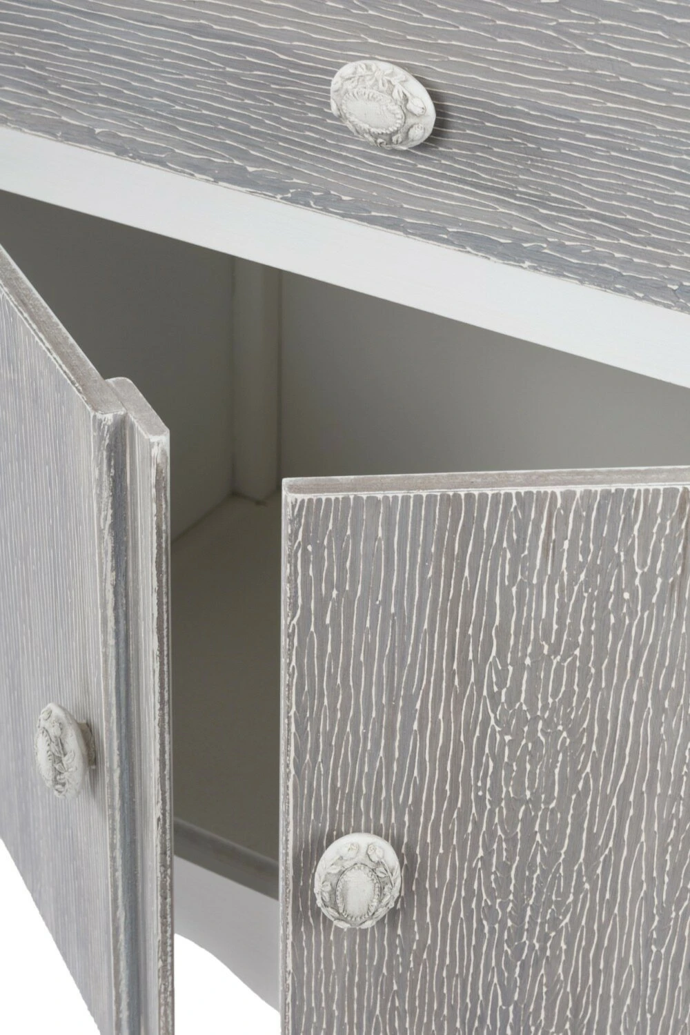Kommode ROMA - weiß-grau - 2 Türen - eine Schublade 2 Kommode ROMA - weiß-grau - 2 Türen - eine Schublade – Bild 2