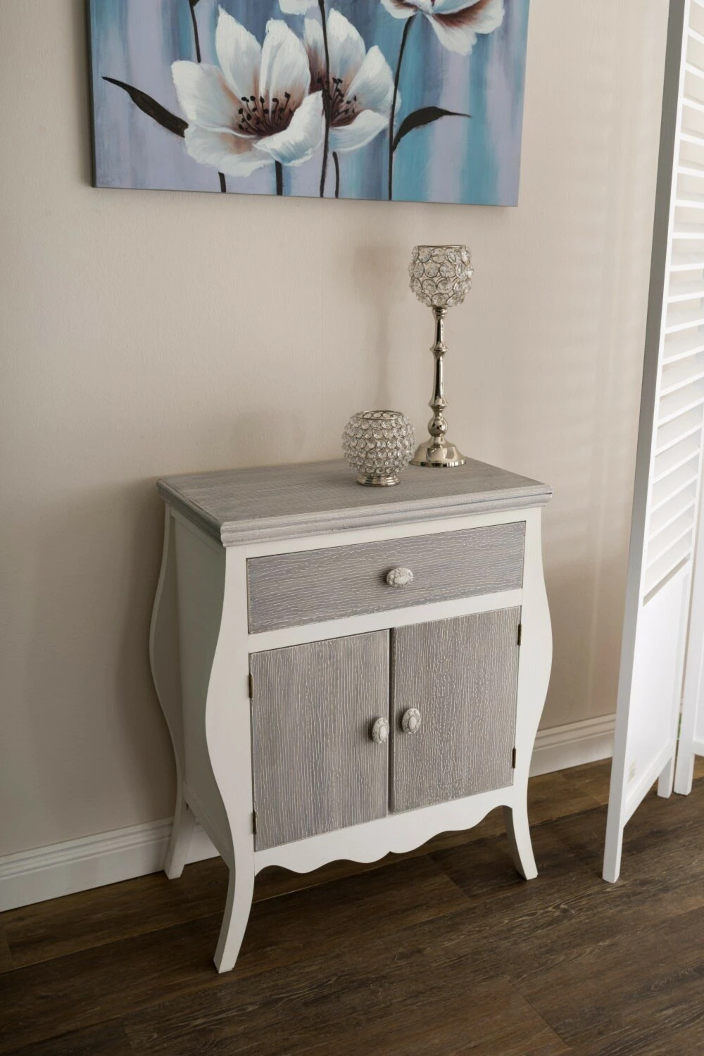 Kommode ROMA - weiß-grau - 2 Türen - eine Schublade 3 Kommode ROMA - weiß-grau - 2 Türen - eine Schublade – Bild 3