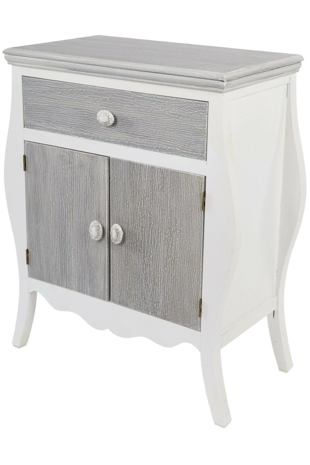 Kommode ROMA - weiß-grau - 2 Türen - eine Schublade 1 Kommode ROMA - weiß-grau - 2 Türen - eine Schublade