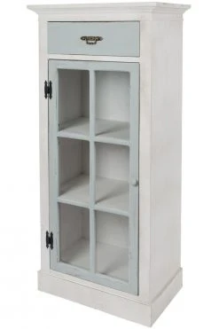 Kommode JUAN - weiß-grau - mit Glastür