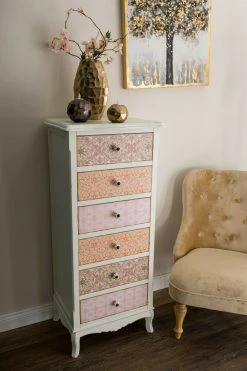 Kommode Paisley - shabby chic - weiß-bunt - mit 6 Schubladen -Wohnzimmer Verkäufe 9004101200 04 1600Wx1600H