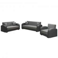 3-teiliges Sofa-Set - anthrazit - mit Liegefunktion