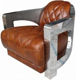 Ledersessel - dunkelbraun - Echtleder