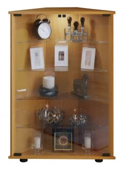 Eckvitrine JECKA - Buche - mit Beleuchtung