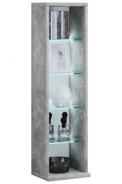 CD-DVD-Regal RASATO L - Beton-Optik - 77 cm hoch