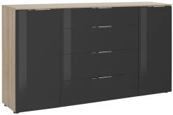 Kommode - Sonoma Eiche - anthrazit - Glasfront - 180 cm