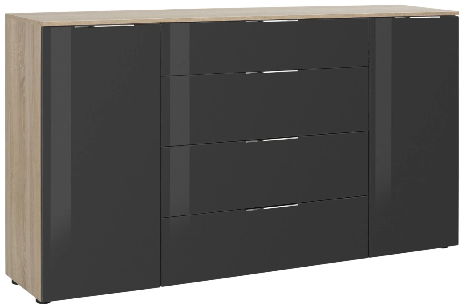 Kommode - Sonoma Eiche - anthrazit - Glasfront - 180 cm 1 Kommode - Sonoma Eiche - anthrazit - Glasfront - 180 cm