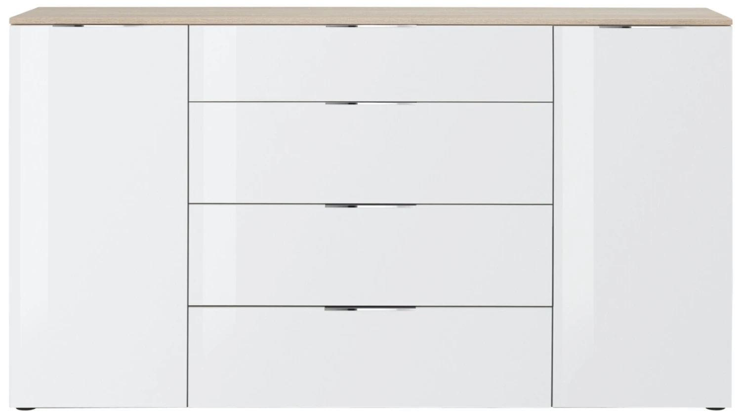 Kommode - Sonoma Eiche - weiß - Glasfront - 180 cm 3 Kommode - Sonoma Eiche - weiß - Glasfront - 180 cm – Bild 3