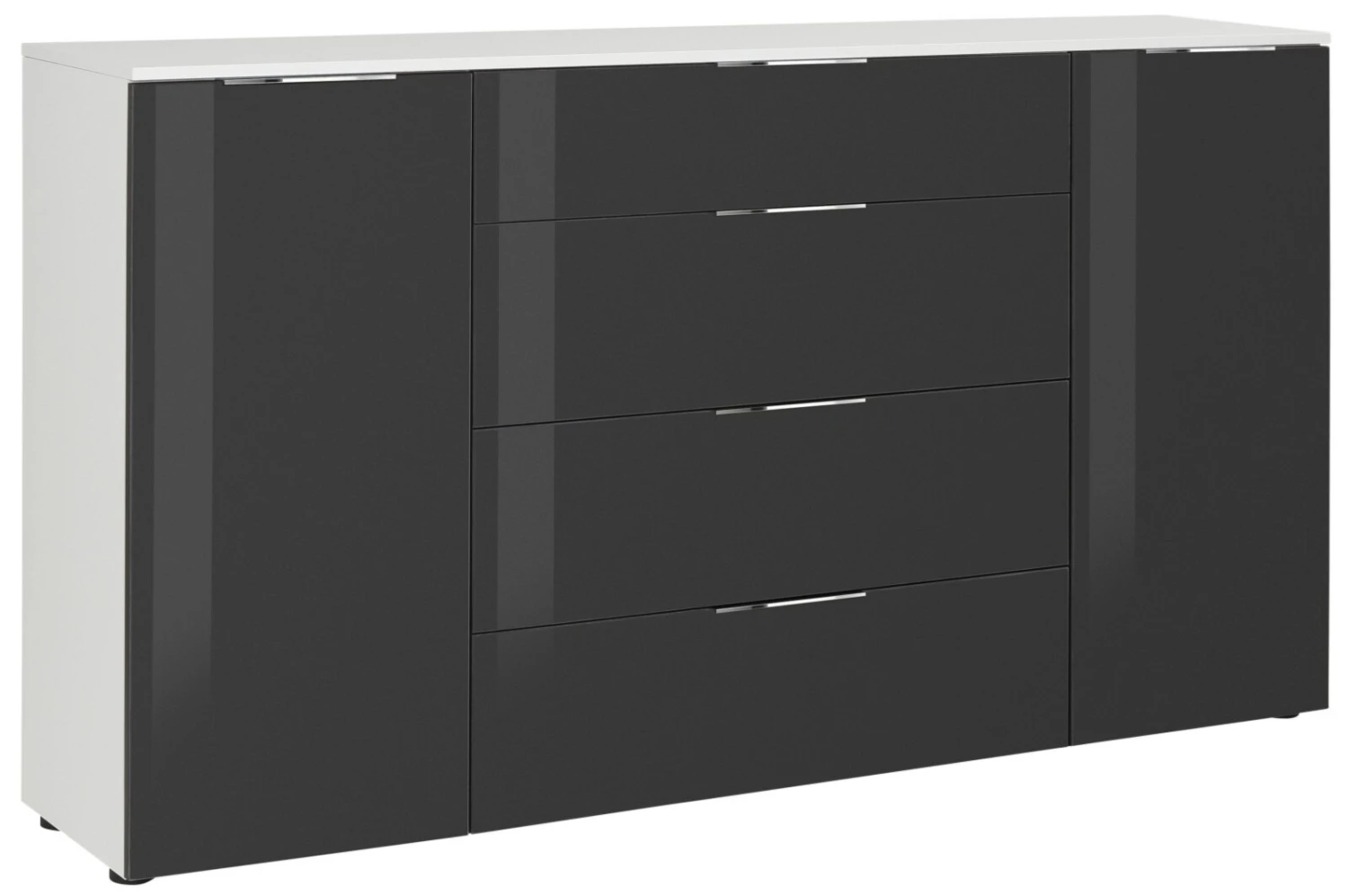 Sideboard - anthrazit-weiß - Glasfront - 180 cm breit 1 Sideboard - anthrazit-weiß - Glasfront - 180 cm breit
