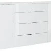 Sideboard - weiß-weißglas - 2-türig - 180 cm breit
