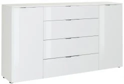 Sideboard - weiß-weißglas - 2-türig - 180 cm breit