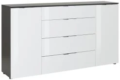 Sideboard - anthrazit-weißglas - 2-türig - 180 cm breit