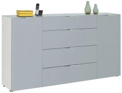 Sideboard - weiß-seidengrau matt - 2-türig