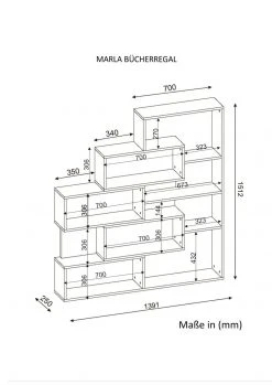 Bücherregal - weiß-Walnuss - 151 cm hoch -Wohnzimmer Verkäufe 9004318500 04 1600Wx1600H