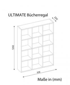 Bücherregal - weiß - 12 Fächer - 93,6 cm breit -Wohnzimmer Verkäufe 9004318900 03 1600Wx1600H
