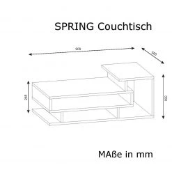 Couchtisch - weiß-Walnuss - mit Ablagen - 90 cm breit -Wohnzimmer Verkäufe 9004319200 04 1600Wx1600H