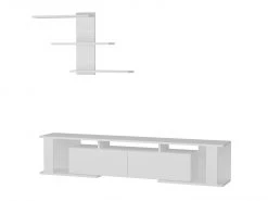 Wohnwand - weiß - mit Wandregal - 180 cm breit