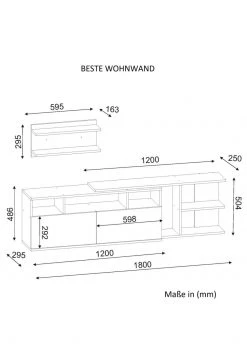 Wohnwand - weiß-Walnuss - mit Wandregal - 180 cm breit 7 Wohnwand - weiß-Walnuss - mit Wandregal - 180 cm breit -Wohnzimmer Verkäufe 9004319600 04 1600Wx1600H