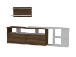 Wohnwand - weiß-Walnuss - mit Wandregal - 180 cm breit