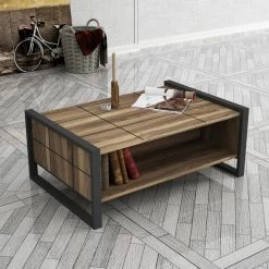 Couchtisch - walnuss - mit Metallfüße - 94,4 cm breit -Wohnzimmer Verkäufe 9004320000 03 1600Wx1600H