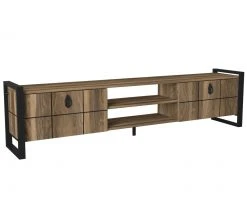 TV Lowboard - Walnuss - mit Metallfüße - 184,5 cm breit