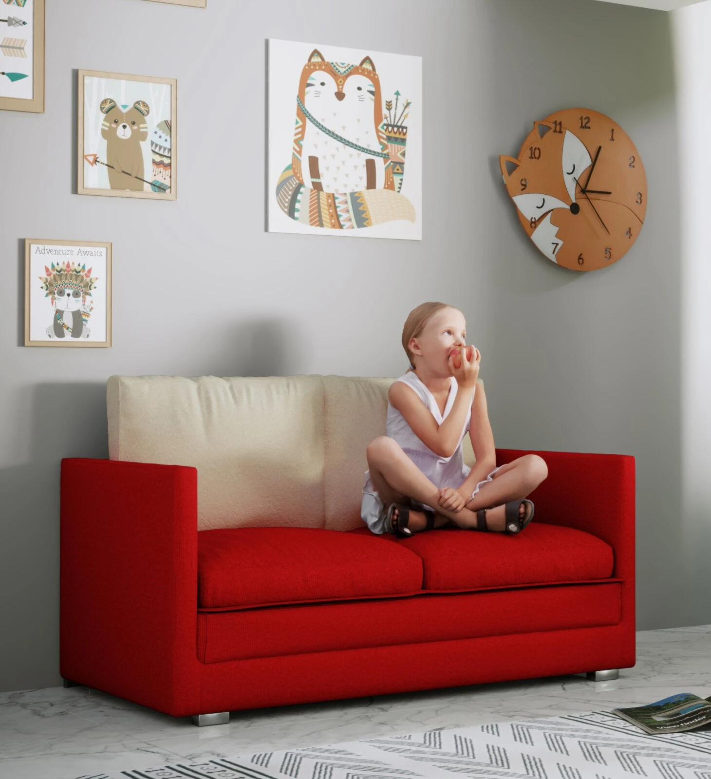 Schlafsofa - rot - Microfaser 3 Schlafsofa - rot - Microfaser – Bild 3