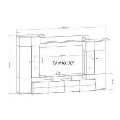 4-teilige Wohnwand TRENDY - weiß-anthrazit - 300 cm -Wohnzimmer Verkäufe 9004471300 04 1600Wx1600H