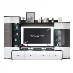 4-teilige Wohnwand TRENDY - weiß-anthrazit - 300 cm