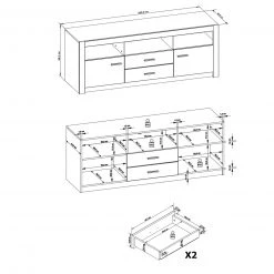 TV-Lowboard HARTFORD - Wildeiche-Asteiche - 163 cm breit -Wohnzimmer Verkäufe 9004472000 04 1600Wx1600H