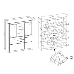 Highboard HARTFORD - Wildeiche-Asteiche - 137 cm breit -Wohnzimmer Verkäufe 9004472400 04 1600Wx1600H