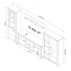 4-teilige Wohnwand HARTFORD - Wildeiche-Asteiche - teilmassiv -Wohnzimmer Verkäufe 9004472600 04 1600Wx1600H