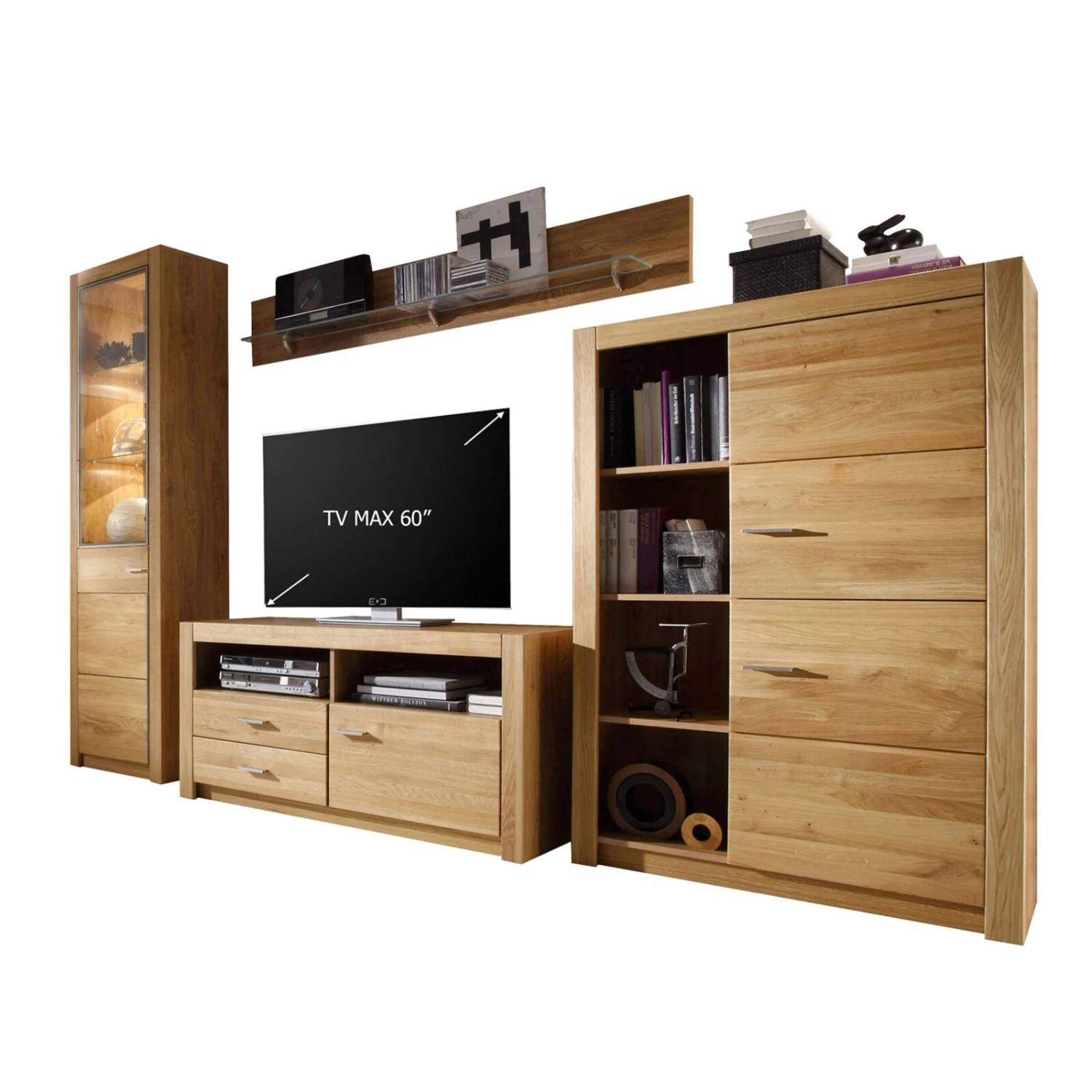 4-teilige Wohnwand HARTFORD - Wildeiche-Asteiche - teilmassiv 1 4-teilige Wohnwand HARTFORD - Wildeiche-Asteiche - teilmassiv