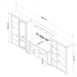 4-teilige Wohnwand HARTFORD - Wildeiche-Asteiche - teilmassiv -Wohnzimmer Verkäufe 9004472800 04 1600Wx1600H