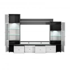 4-teilige Wohnwand GATE - weiß Hochglanz - anthrazit -Wohnzimmer Verkäufe 9004472900 03 1600Wx1600H