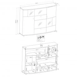Highboard GATE - weiß Hochglanz - anthrazit - 160 cm breit -Wohnzimmer Verkäufe 9004473200 04 1600Wx1600H