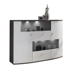 Highboard GATE - weiß Hochglanz - anthrazit - 160 cm breit