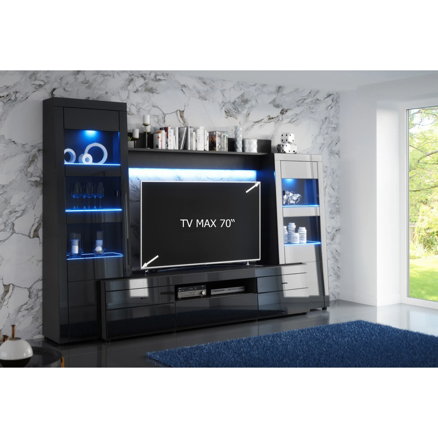 Wohnkombination GAUDI VA-01 - 4-teilig - Hochglanz schwarz 2 Wohnkombination GAUDI VA-01 - 4-teilig - Hochglanz schwarz – Bild 2