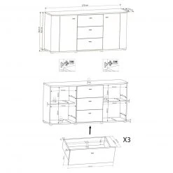 Sideboard RONDO - weiß-San Remo Eiche - 170 cm -Wohnzimmer Verkäufe 9004493600 04 1600Wx1600H