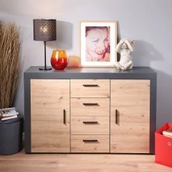 Sideboard CORBETO - anthrazit - Eiche Artisan - 134 cm 9 Sideboard CORBETO - anthrazit - Eiche Artisan - 134 cm -Wohnzimmer Verkäufe 9004830100 05 1600Wx1600H