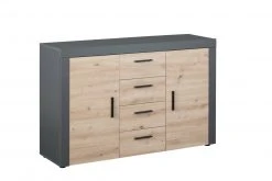 Sideboard CORBETO - anthrazit - Eiche Artisan - 134 cm