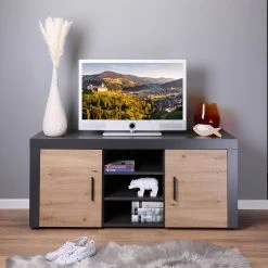TV-Lowboard CORBETO - anthrazit - Artisan Eiche - 134 cm -Wohnzimmer Verkäufe 9004830200 05 1600Wx1600H