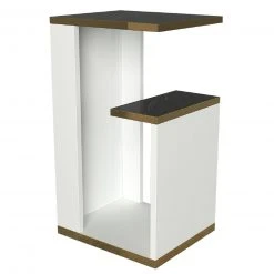 Beistelltisch - weiß - Marmor-Optik - 35 cm