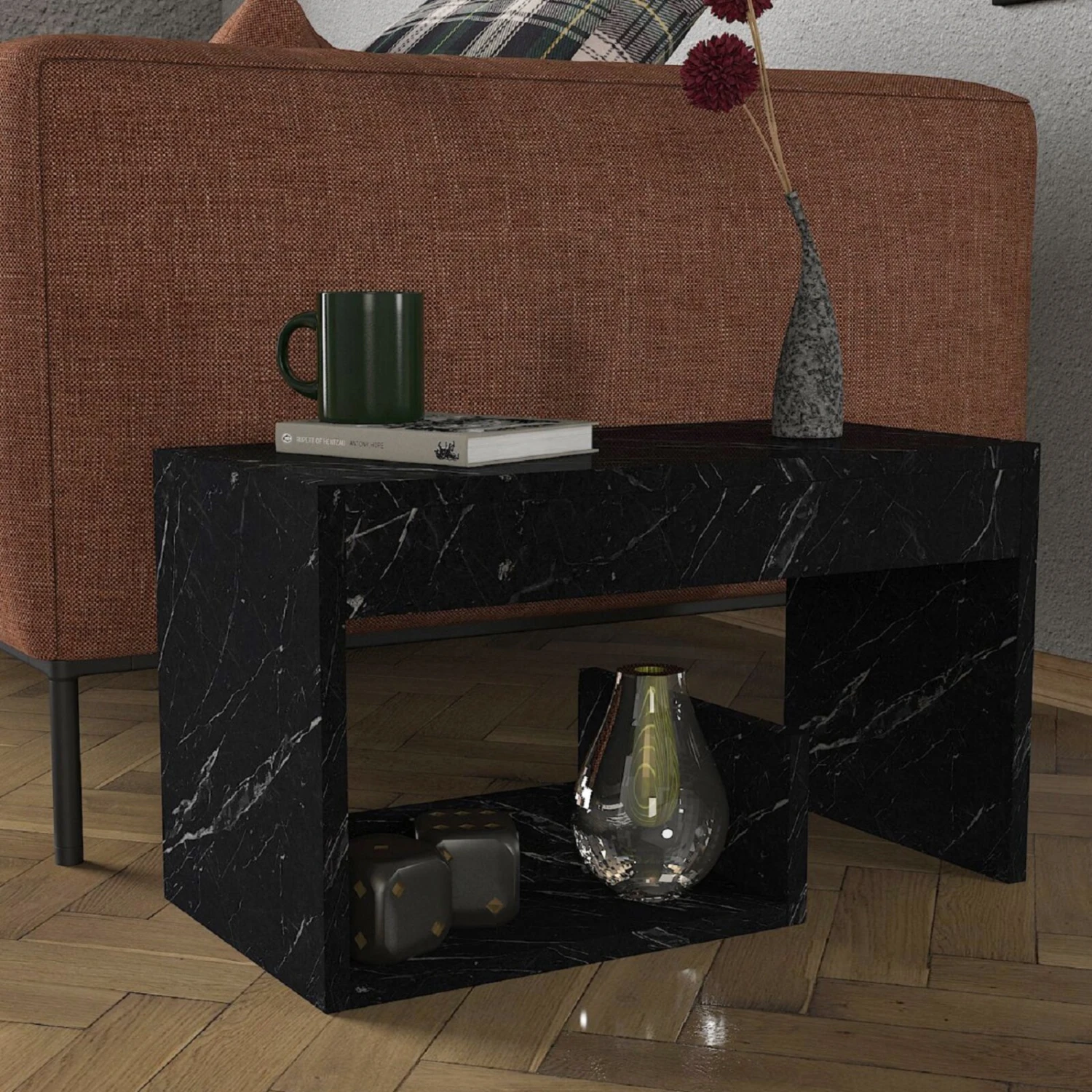 Beistelltisch - grau - Marmor - 35 cm 3 Beistelltisch - grau - Marmor - 35 cm – Bild 3