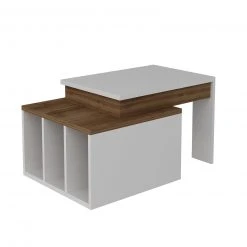 Couchtisch - weiß - Walnuss - 92 cm