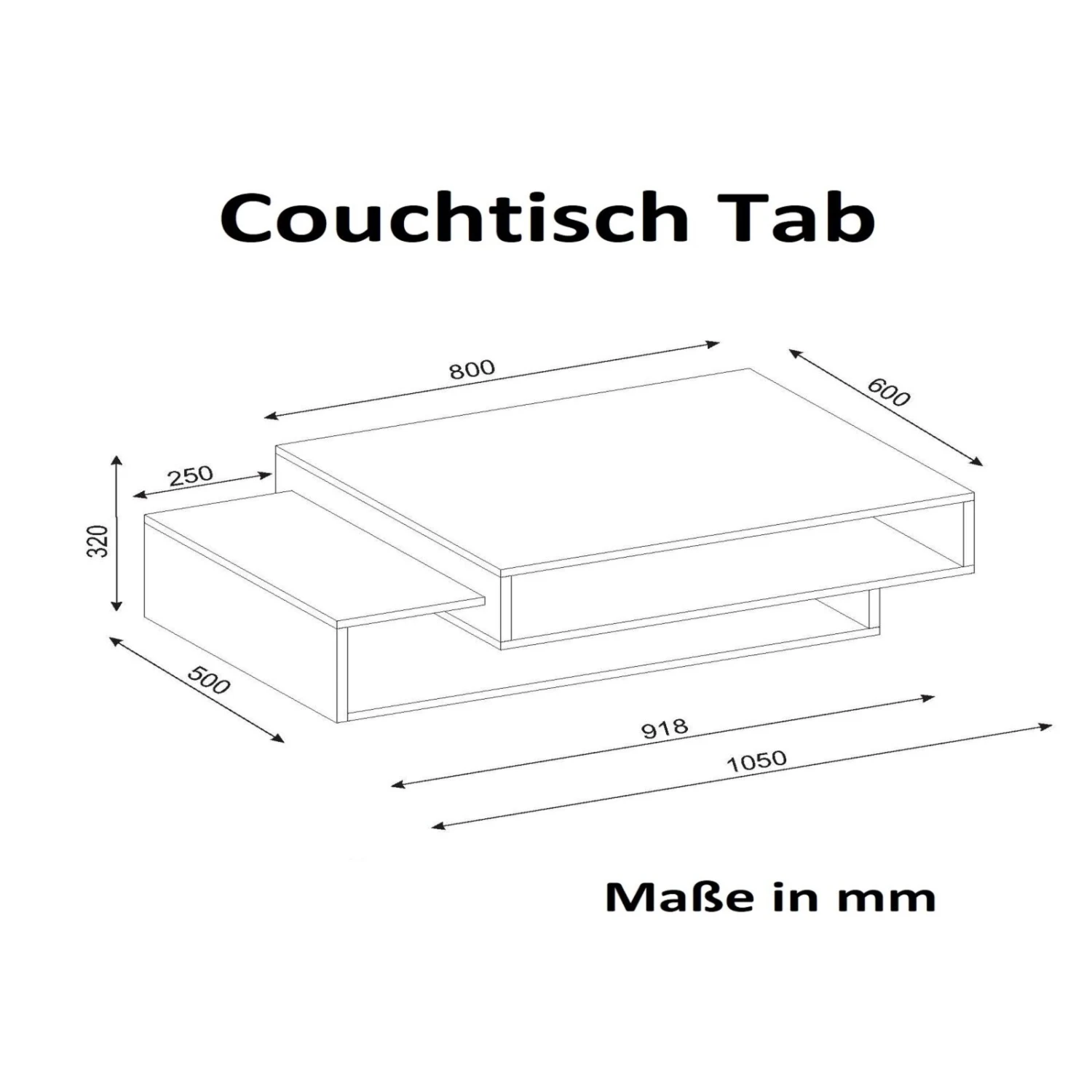Couchtisch - weiß-Walnuss - 105 cm 4 Couchtisch - weiß-Walnuss - 105 cm – Bild 4